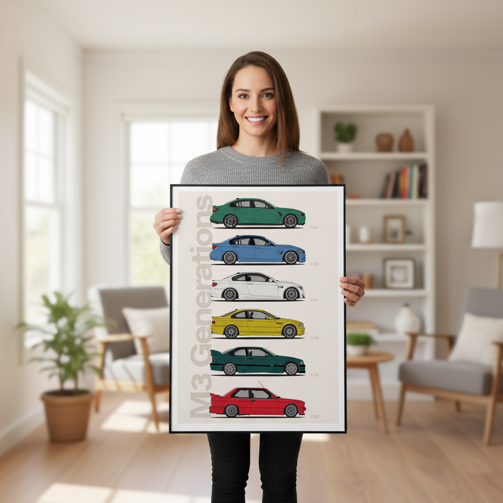 Cuadro BMW M3 Generations decoración automotriz Persona