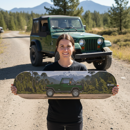 Tabla decorativa skateboard Jeep Wrangler YJ 87 - Persona
