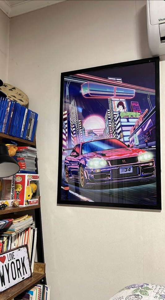 Nissan Skyline R34 Neón Cuadro