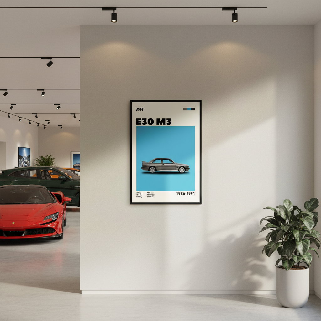 Cuadro BMW E30 M3 decoración automotriz - Showroom