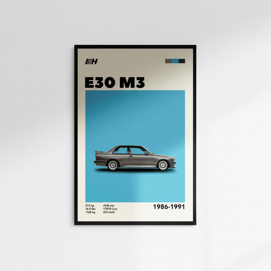 Cuadro BMW E30 M3 decoración automotriz pared