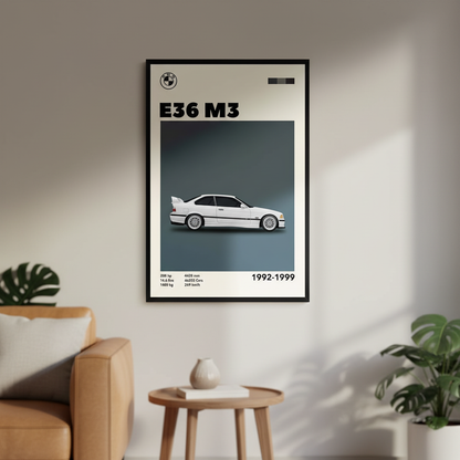 Cuadro BMW E36 M3 decoración automotriz - Habitación
