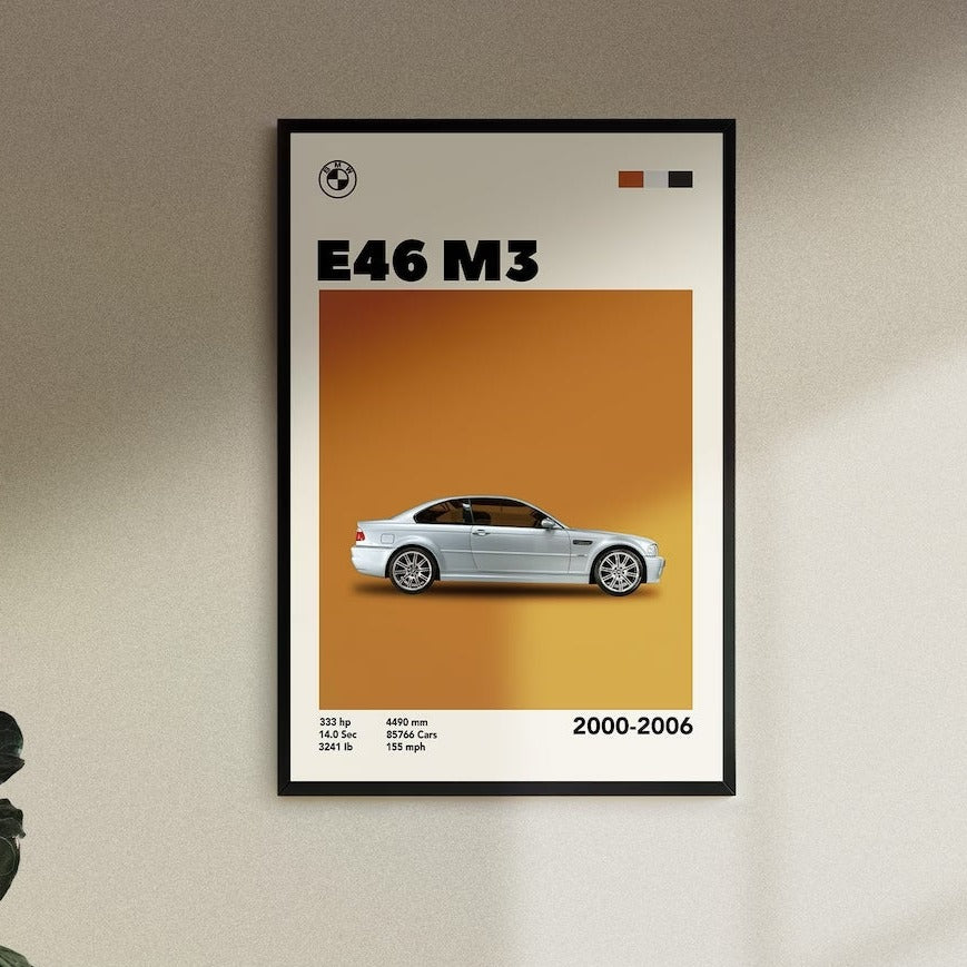 Cuadro BMW E46 M3 decoración automotriz pared