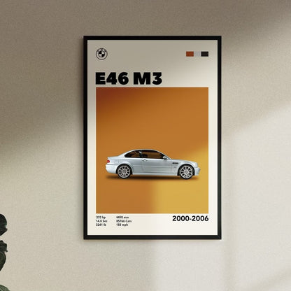 Cuadro BMW E46 M3 decoración automotriz pared