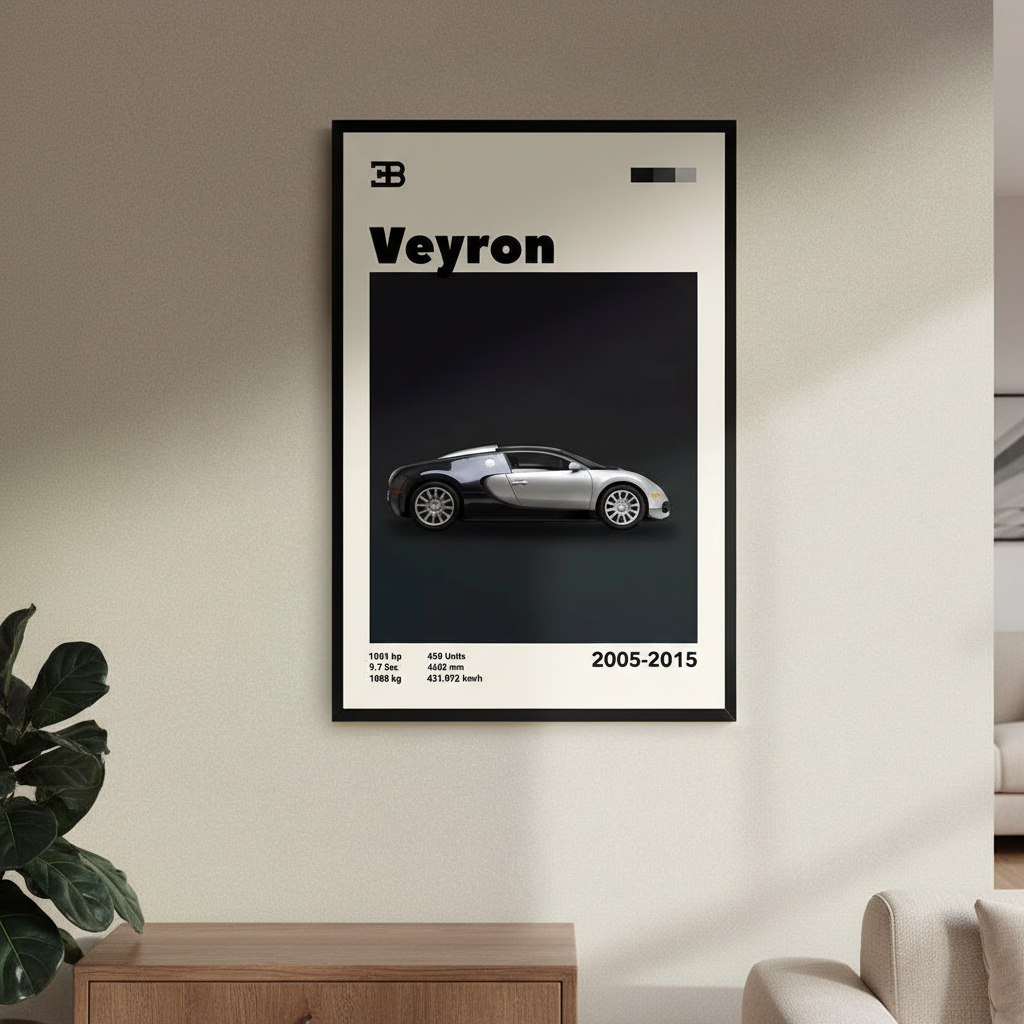 Cuadro Bugatti Veyron decoración automotriz - Showroom