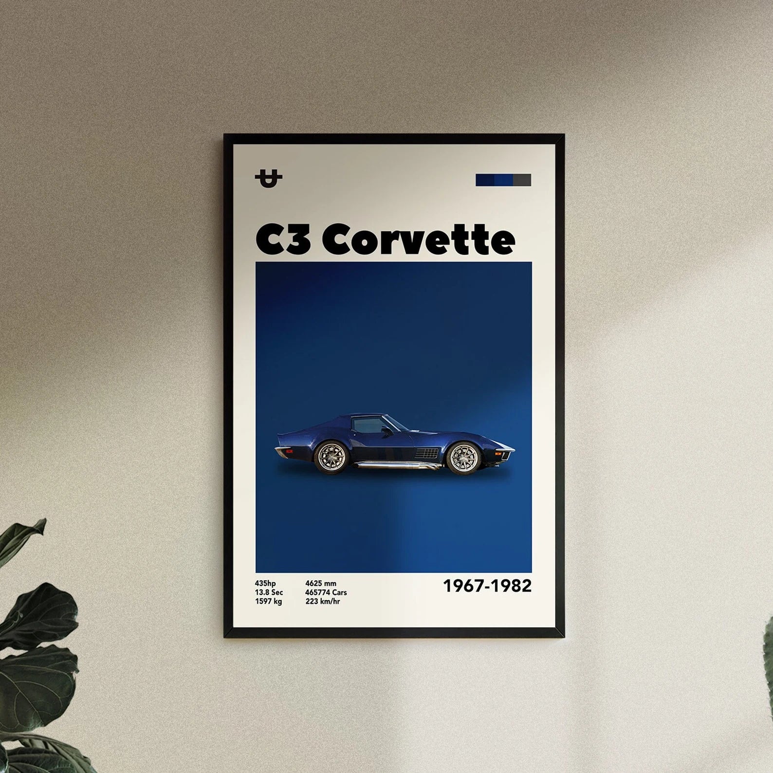 Cuadro Corvette C3 decoración automotriz pared
