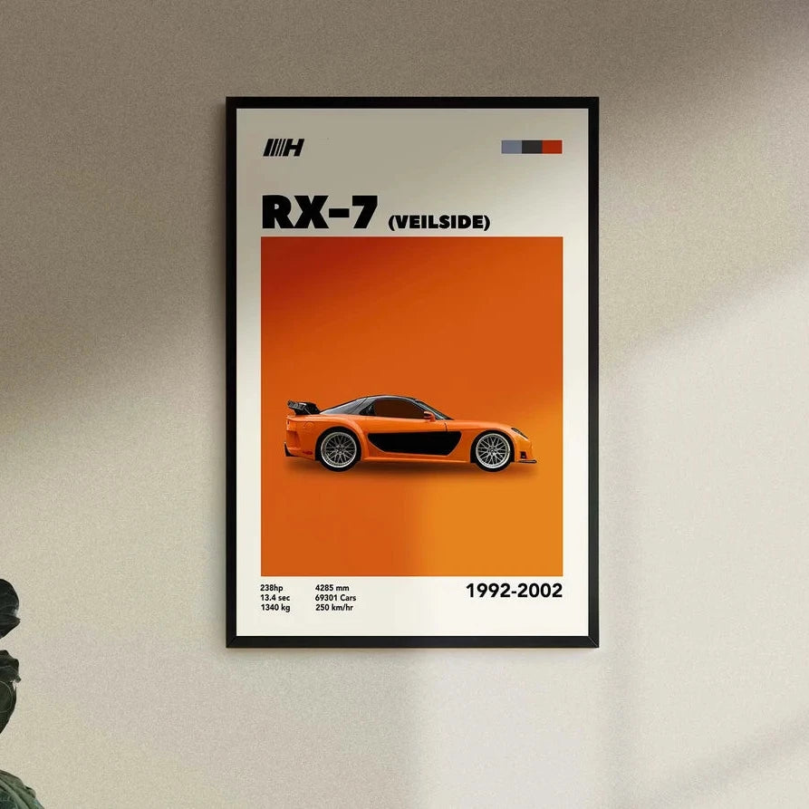 Cuadro Mazda RX-7 Vielside decoración automotriz pared