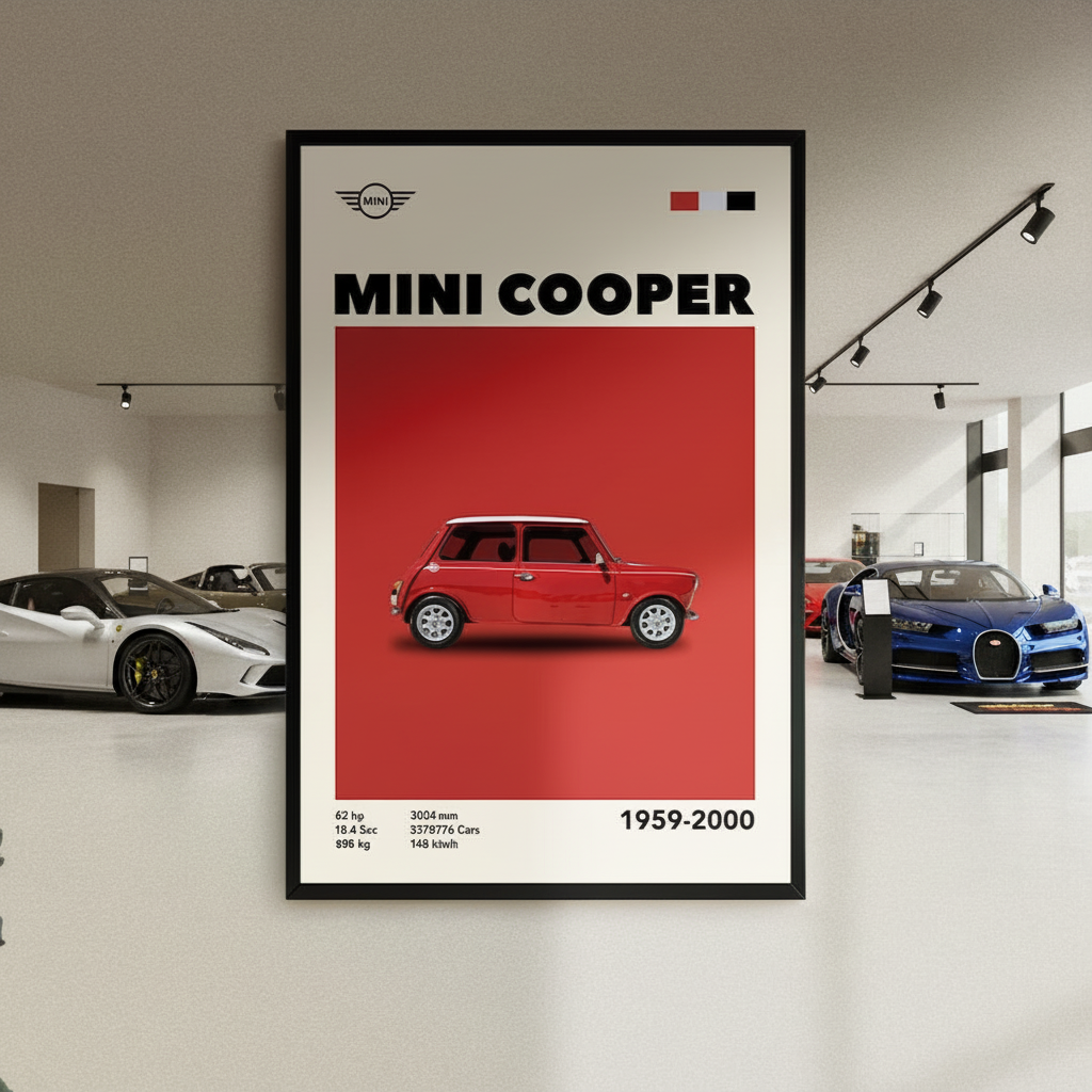 Cuadro Mini Cooper decoración automotriz - Showroom