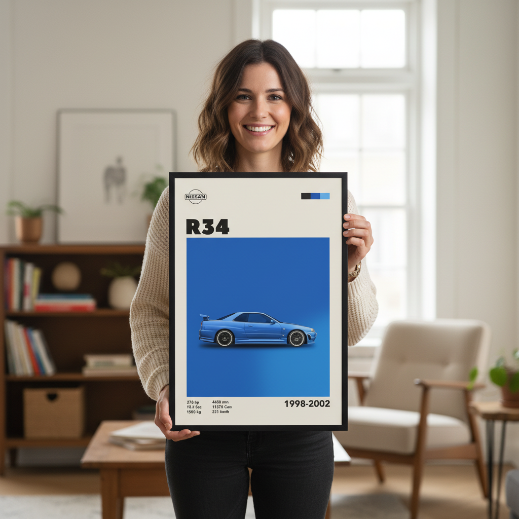 Cuadro Nissan GTR R34 decoración automotriz Persona