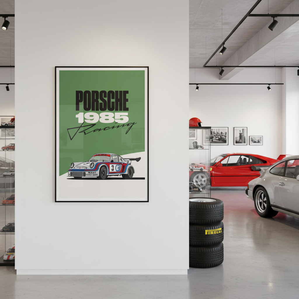 Cuadro Porsche 1985 Racing decoración automotriz - Showroom