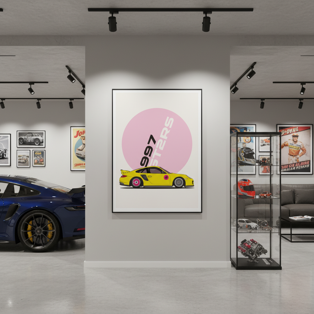 Cuadro Porsche 997 GT2 RS decoración automotriz - Showroom
