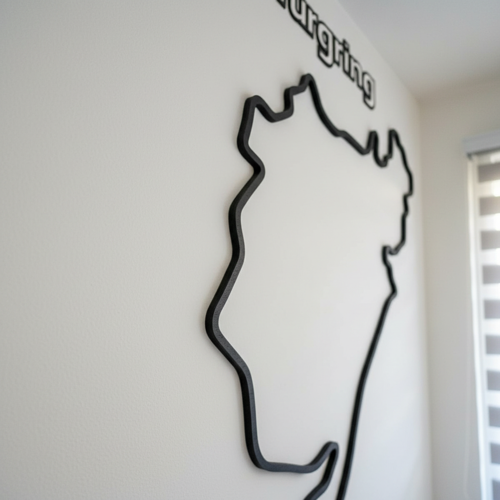 Silueta decorativa circuito Nürburgring en relieve - Madera