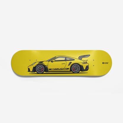 Tabla decorativa skateboard Porsche 911 GT3 RS 992 - Amarillo