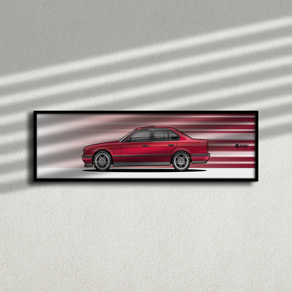 Cuadro arte en movimiento BMW 540i E34 color Calypso Red en la pared – StreetRacing