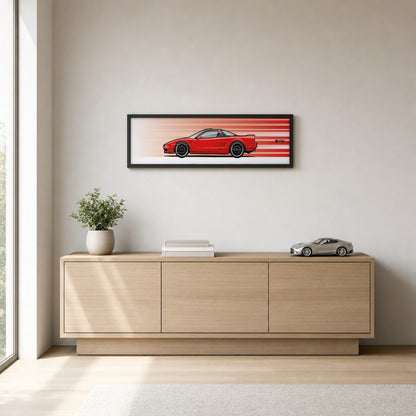 Cuadro arte en movimiento Honda NSX NA1 color Formula Red en un living – StreetRacing