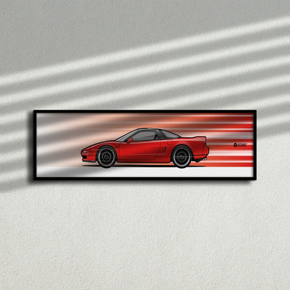 Cuadro arte en movimiento Honda NSX NA1 color Formula Red en la pared – StreetRacing