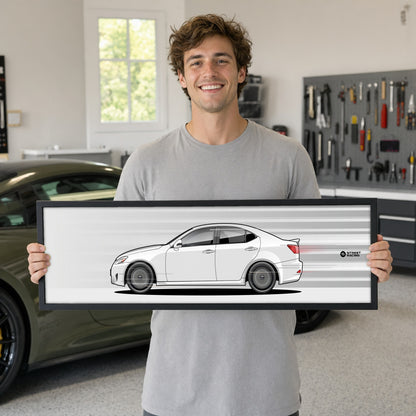 Cuadro arte en movimiento Lexus IS 250 color Starfire Pearl en manos de una persona – StreetRacing