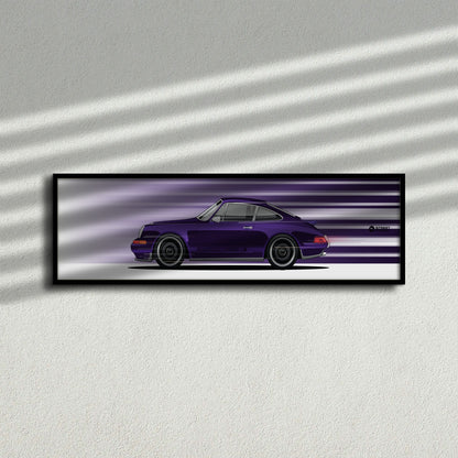 Cuadro arte en movimiento Porsche 911 964 Theon Design color Morado en la pared – StreetRacing