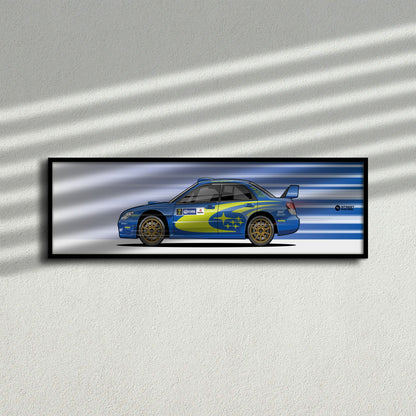 Cuadro arte en movimiento Subaru Impreza WRC S12B Petter Solberg color WR Blue Mica en la pared – StreetRacing