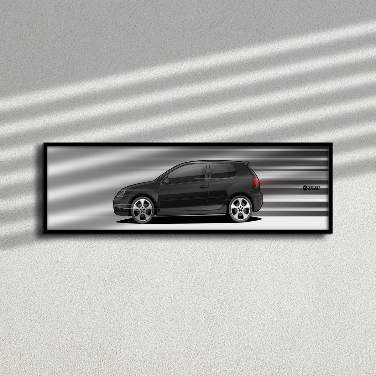 Cuadro arte en movimiento Volkswagen Golf GTI MK5 color Black Magic Pearl en la pared – StreetRacing