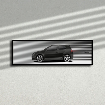 Cuadro arte en movimiento Volkswagen Golf GTI MK5 color Black Magic Pearl en la pared – StreetRacing