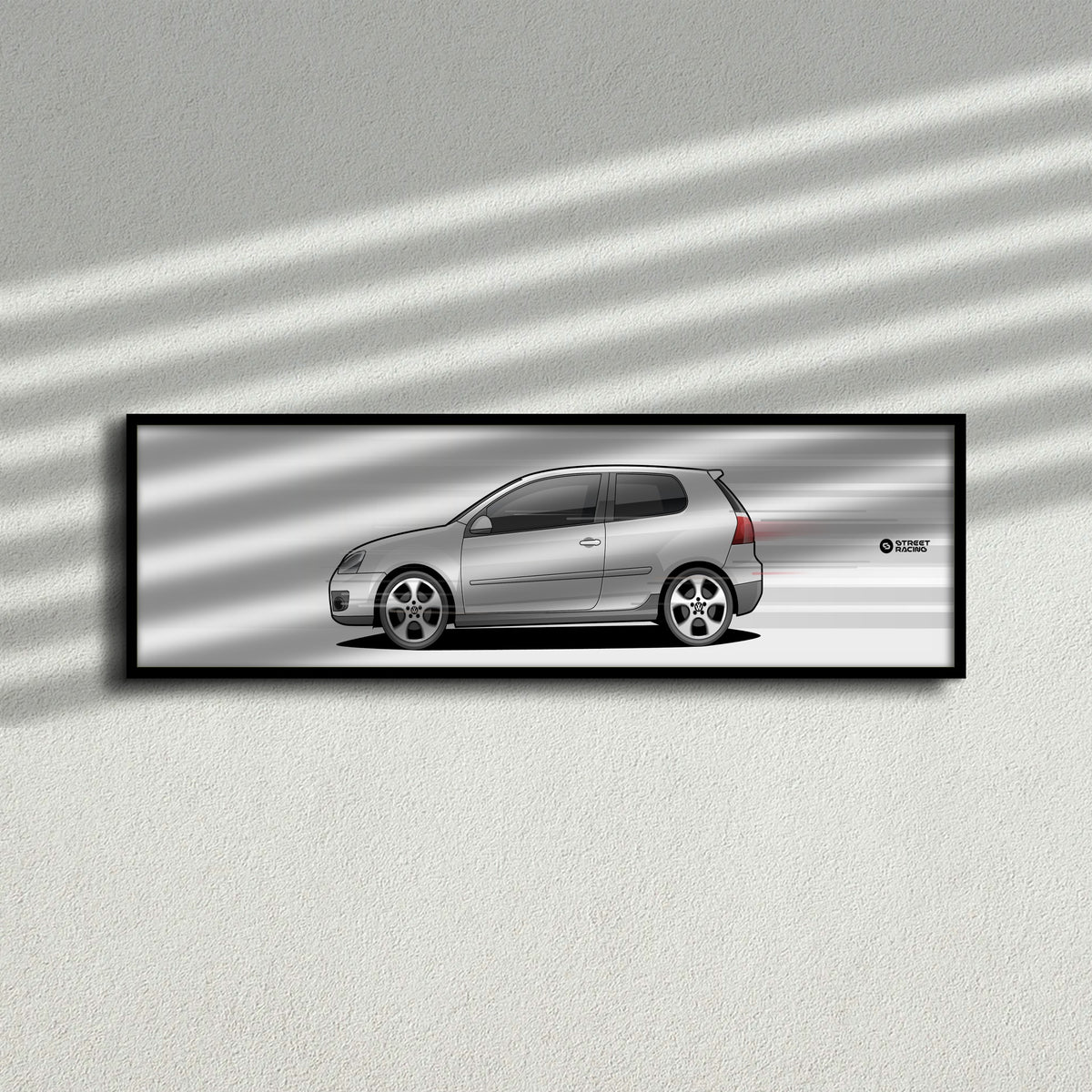 Cuadro arte en movimiento Volkswagen Golf GTI MK5 color Candy White en la pared – StreetRacing