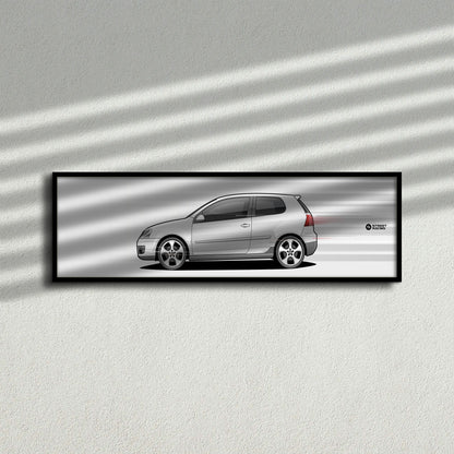 Cuadro arte en movimiento Volkswagen Golf GTI MK5 color Candy White en la pared – StreetRacing
