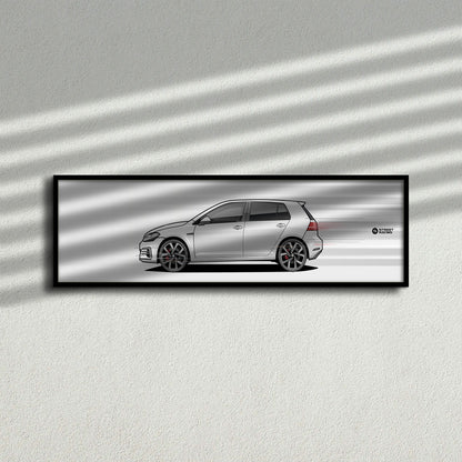 Cuadro arte en movimiento Volkswagen Golf GTI MK7.5 color Pure White en la pared – StreetRacing