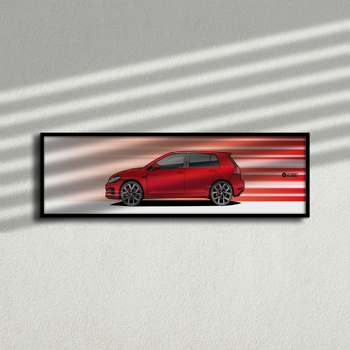 Cuadro arte en movimiento Volkswagen Golf GTI MK7.5 color Tornado Red en la pared – StreetRacing