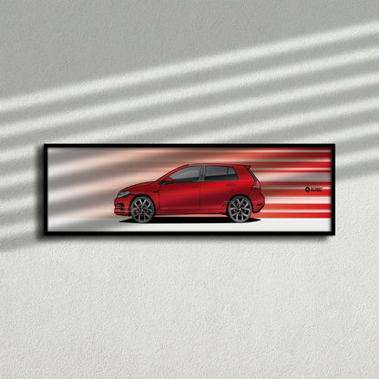 Cuadro arte en movimiento Volkswagen Golf GTI MK7.5 color Tornado Red en la pared – StreetRacing