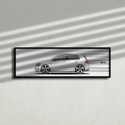 Cuadro arte en movimiento Volkswagen Golf GTI MK7 color Pure White en la pared – StreetRacing