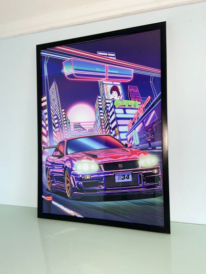 Nissan Skyline R34 Neón Cuadro