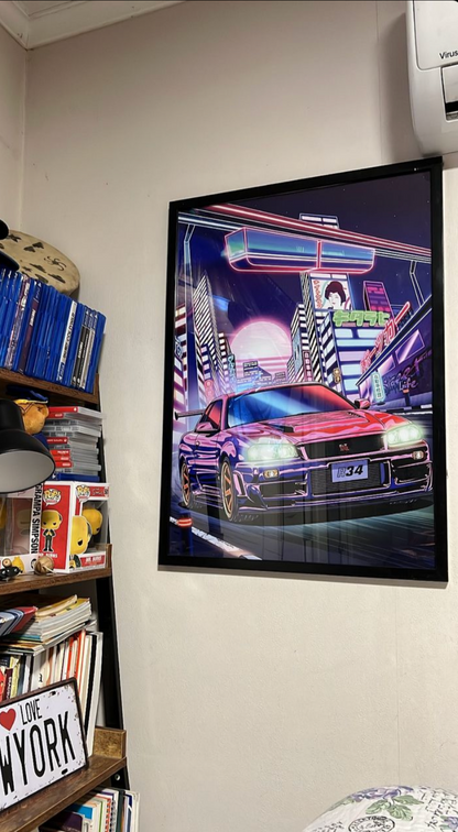 Nissan Skyline R34 Neón Cuadro