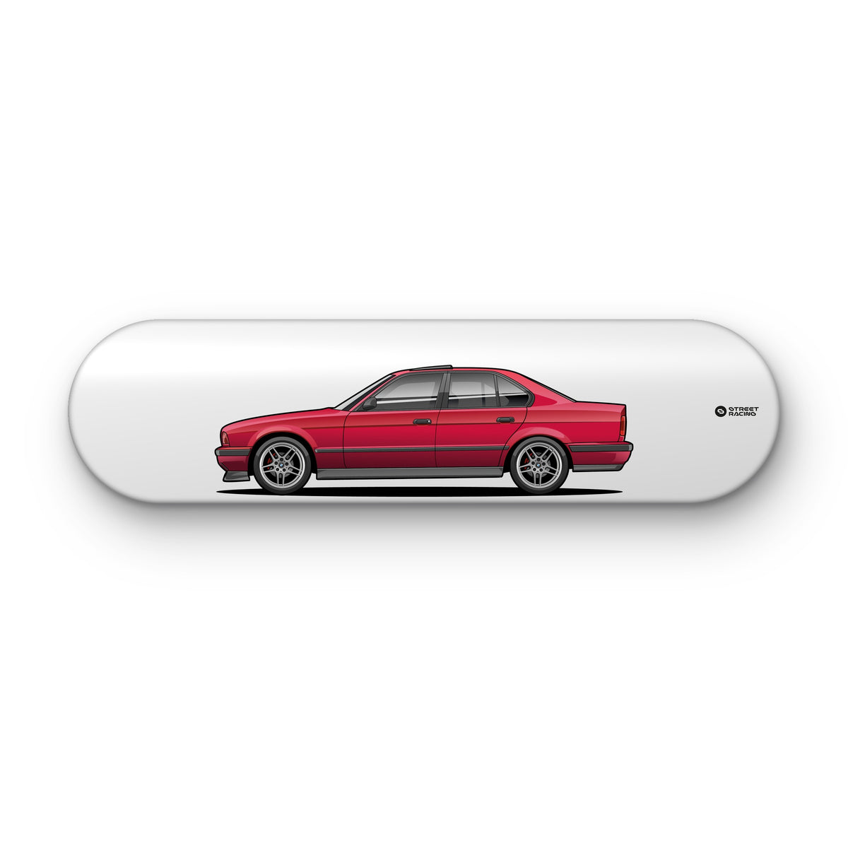 Tabla decorativa skate BMW 540i E34 Calypso Red fondo Plano sobre fondo blanco – StreetRacing