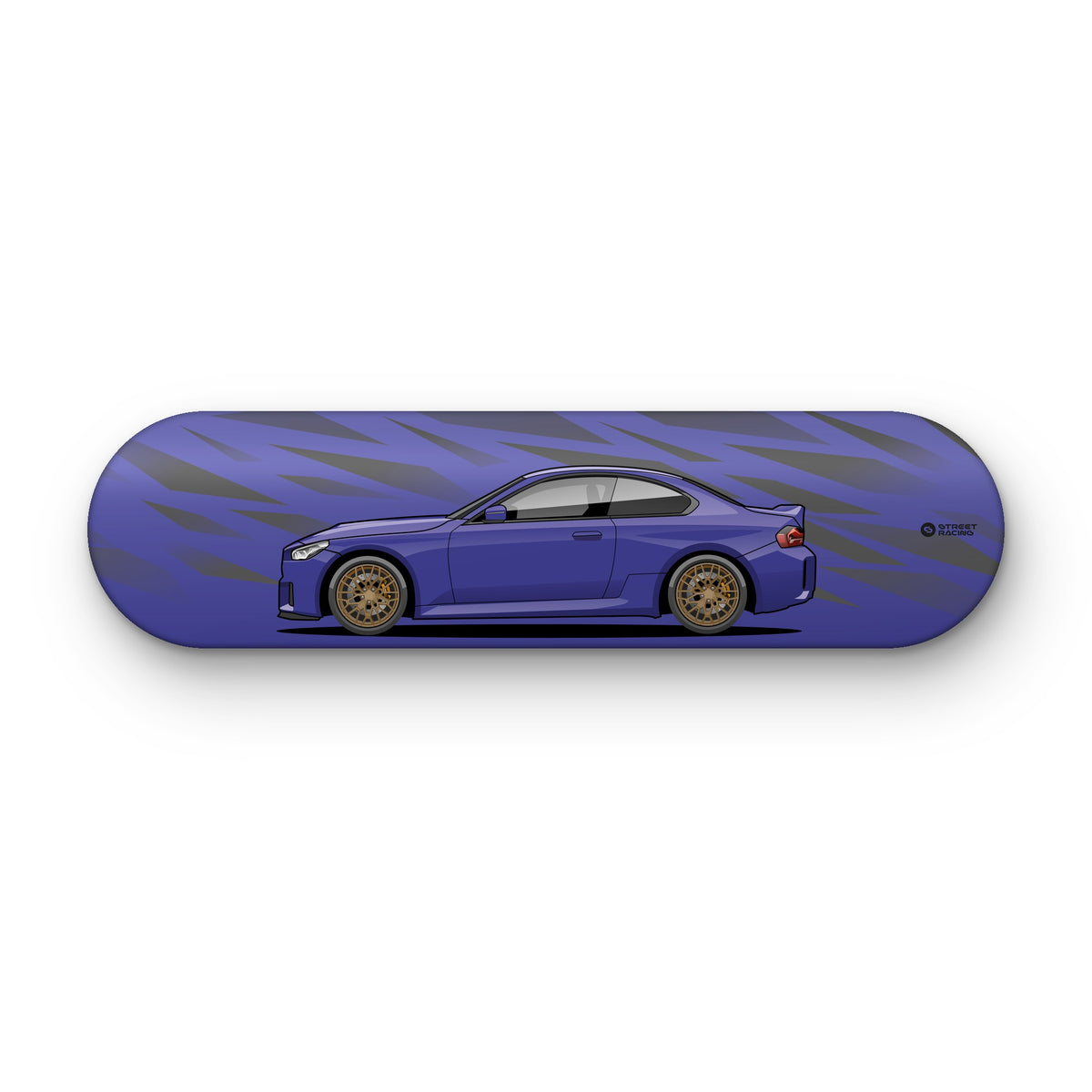 Tabla decorativa skate BMW M2 CS Twilight Purple fondo Fragmentos sobre fondo blanco – StreetRacing