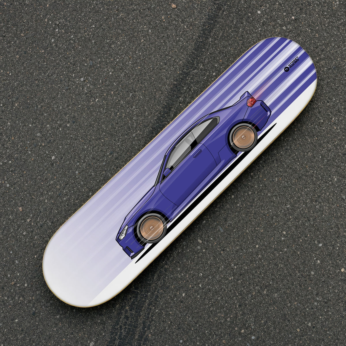 Tabla decorativa skate BMW M2 CS Twilight Purple fondo Movimiento sobre el asfalto – StreetRacing