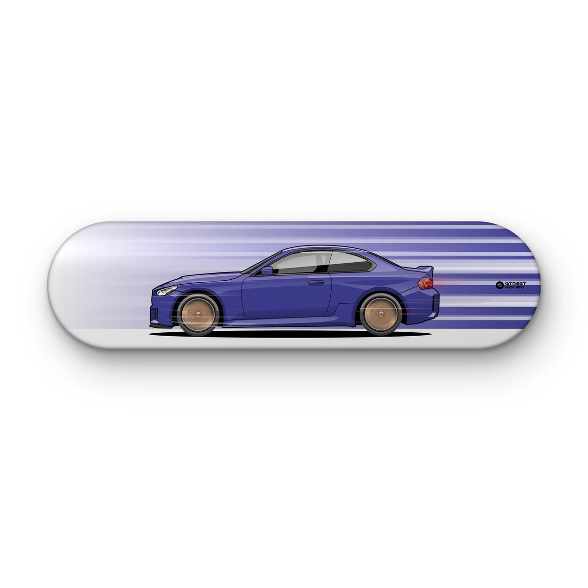 Tabla decorativa skate BMW M2 CS Twilight Purple fondo Movimiento sobre fondo blanco – StreetRacing