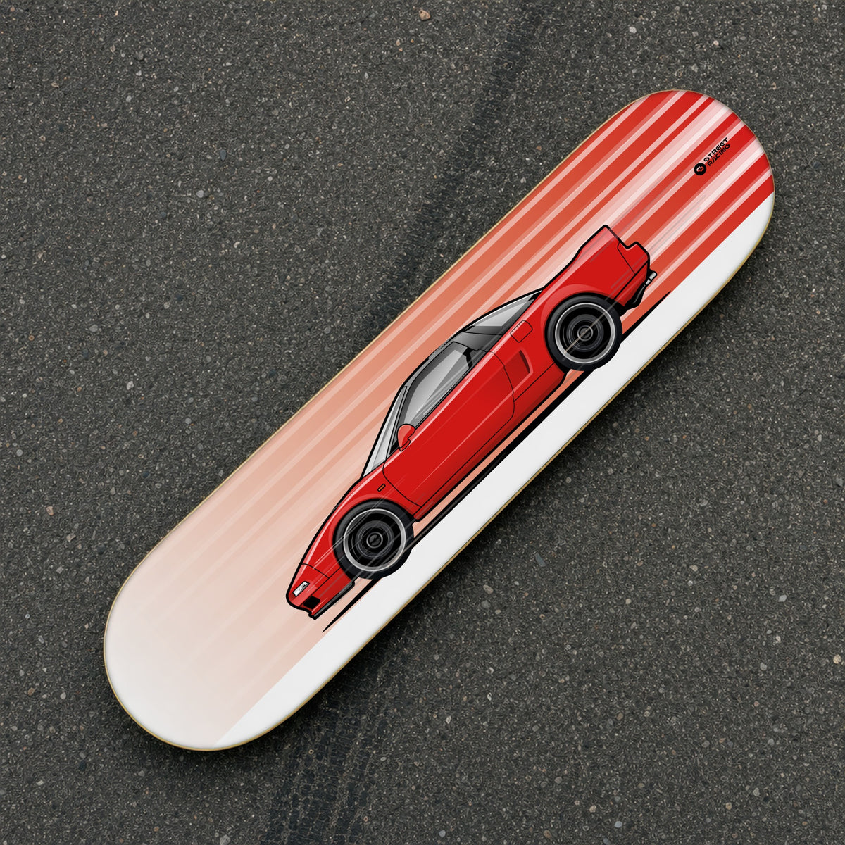 Tabla decorativa skate Honda NSX NA1 Formula Red fondo Movimiento sobre el asfalto – StreetRacing