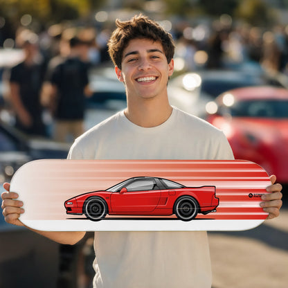 Tabla decorativa skate Honda NSX NA1 Formula Red fondo Movimiento en un car meet – StreetRacing