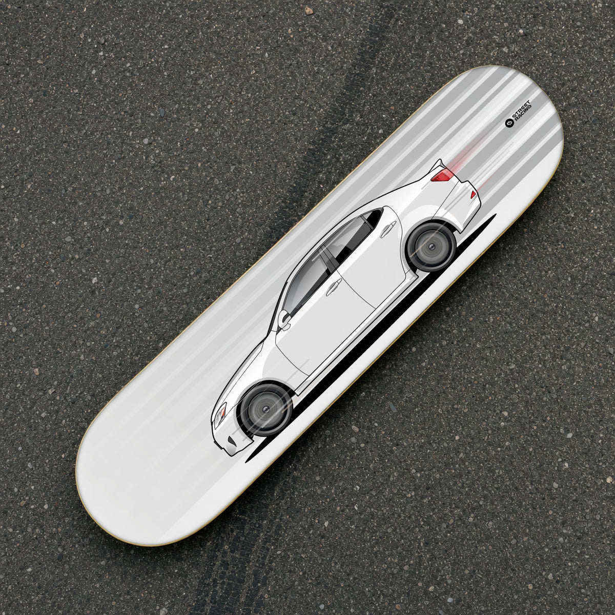 Tabla decorativa skate Lexus IS 250 Starfire Pearl fondo Movimiento sobre el asfalto – StreetRacing