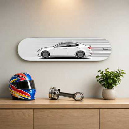 Tabla decorativa skate Lexus IS 250 Starfire Pearl fondo Movimiento en un living – StreetRacing