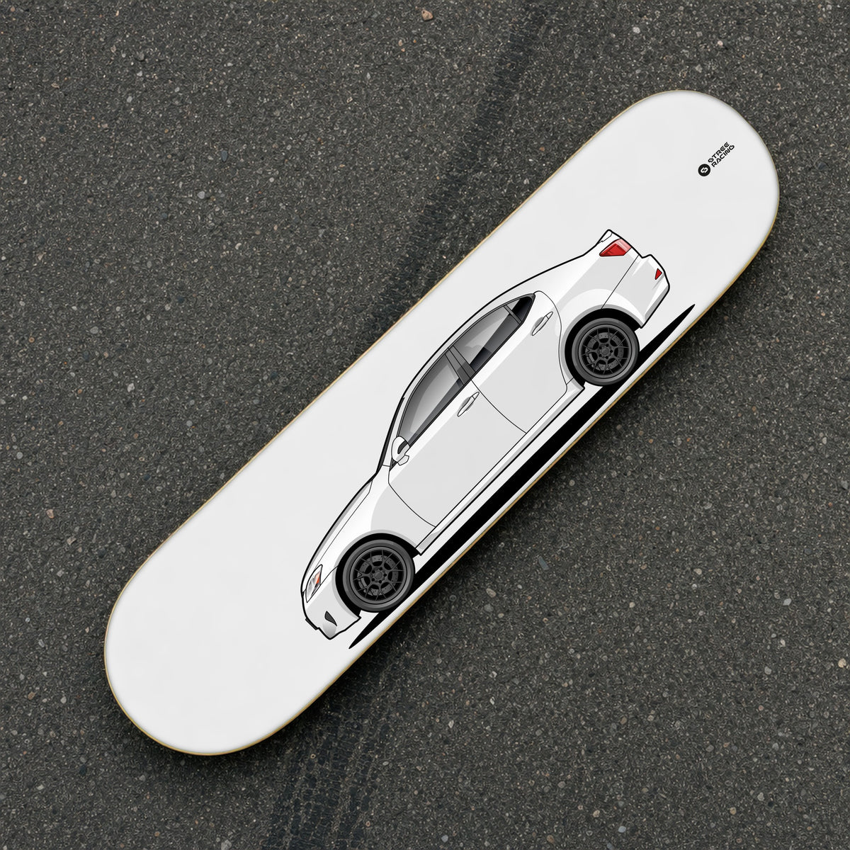 Tabla decorativa skate Lexus IS 250 Starfire Pearl fondo Plano sobre el asfalto – StreetRacing