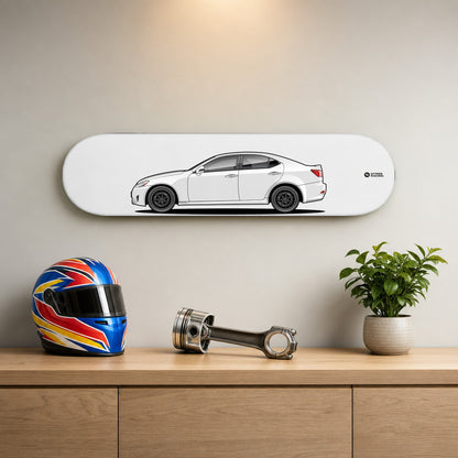 Tabla decorativa skate Lexus IS 250 Starfire Pearl fondo Plano en un living – StreetRacing
