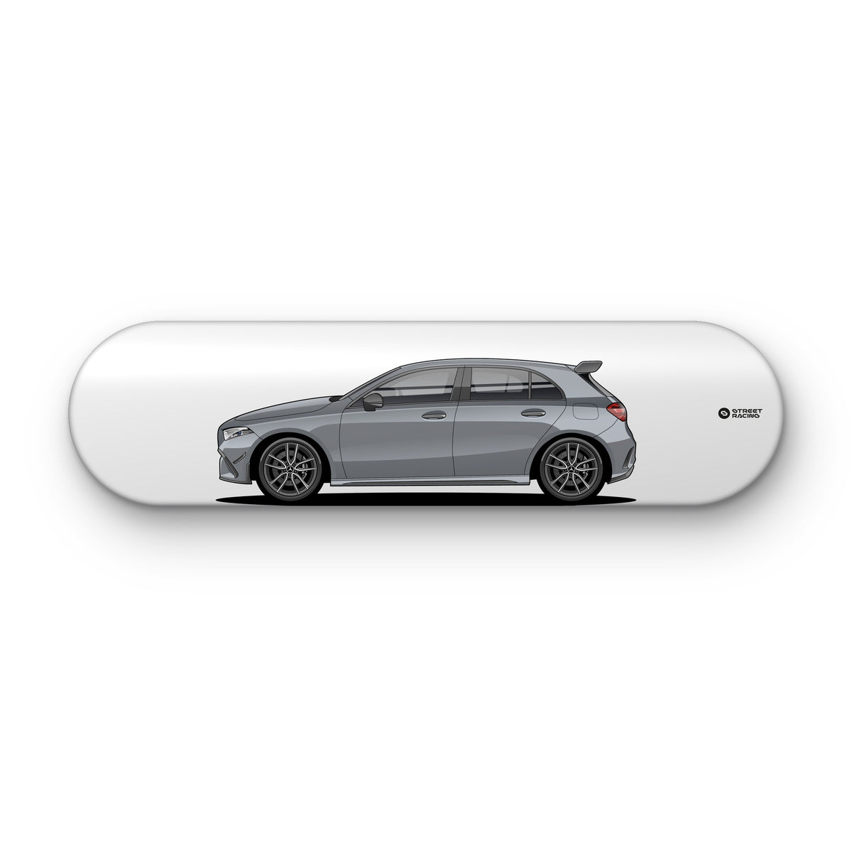 Tabla decorativa skate Mercedes-AMG A 35 2026 Mountain Grey fondo Plano sobre fondo blanco – StreetRacing