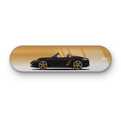 Tabla decorativa skate Porsche 718 Boxster 25 Years Jet Black fondo Degradé sobre fondo blanco – StreetRacing