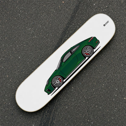 Tabla decorativa skate Porsche 911 GT3 Touring 991.2 Brewster Green fondo Plano sobre el asfalto – StreetRacing