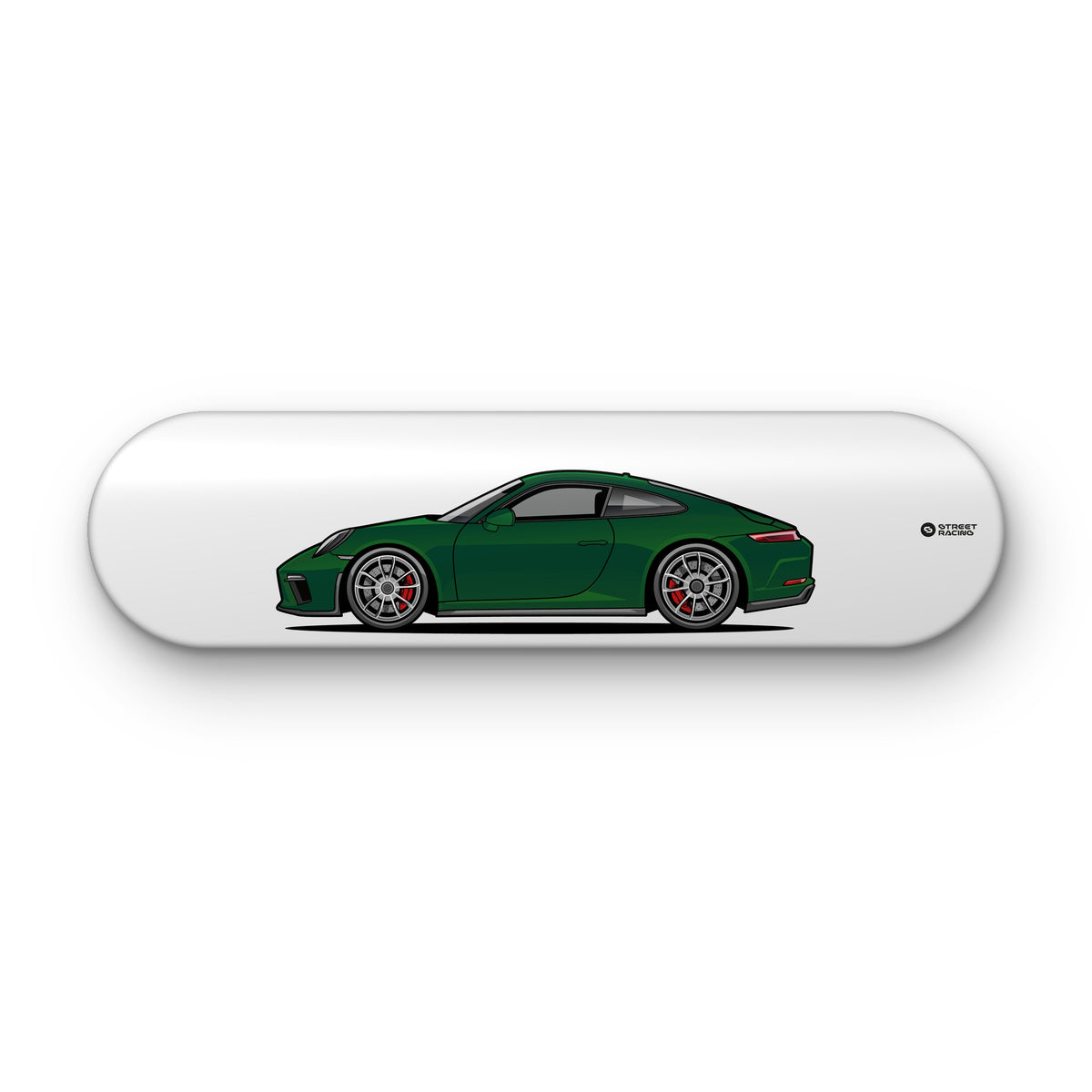Tabla decorativa skate Porsche 911 GT3 Touring 991.2 Brewster Green fondo Plano sobre fondo blanco – StreetRacing