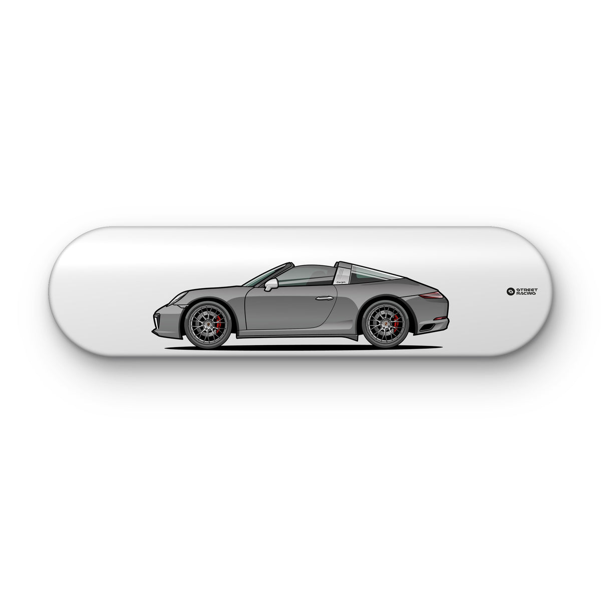Tabla decorativa skate Porsche 911 Targa 4S 991.2 Agate Grey fondo Plano sobre fondo blanco – StreetRacing
