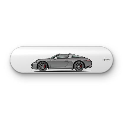 Tabla decorativa skate Porsche 911 Targa 4S 991.2 Agate Grey fondo Plano sobre fondo blanco – StreetRacing