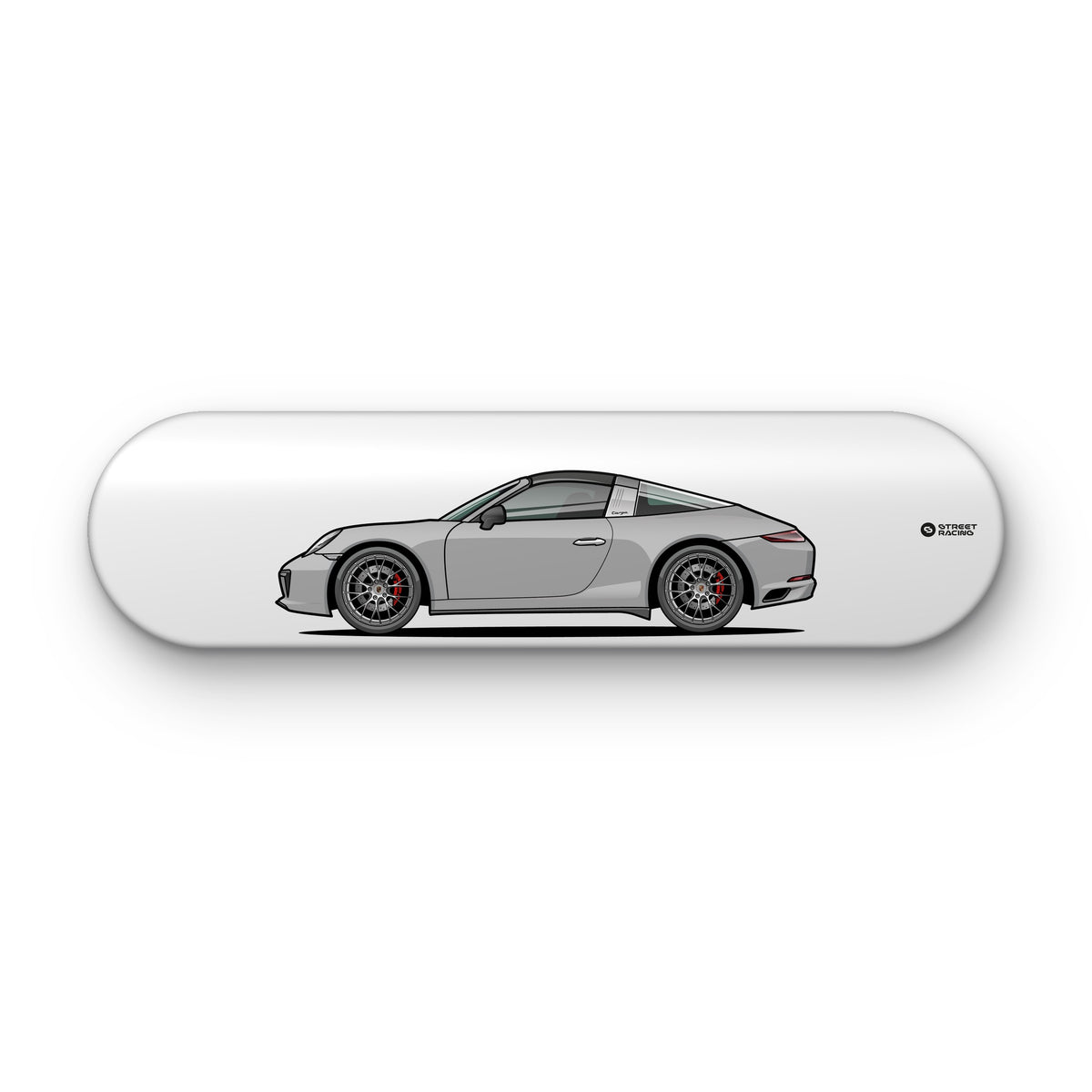 Tabla decorativa skate Porsche 911 Targa 4S 991.2 GT Silver fondo Plano sobre fondo blanco – StreetRacing